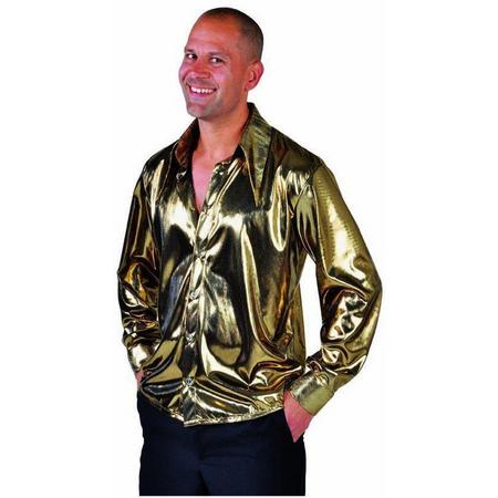 Volwassenenkostuum Disco hemd folie goud metalic maat M